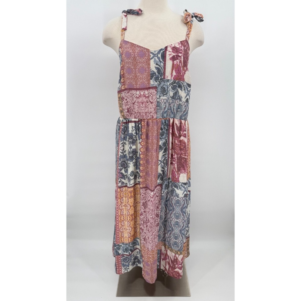 Lane Bryant Womens Patchwork Maxi Dress Size 14 Floral Adjustable Festival Boho